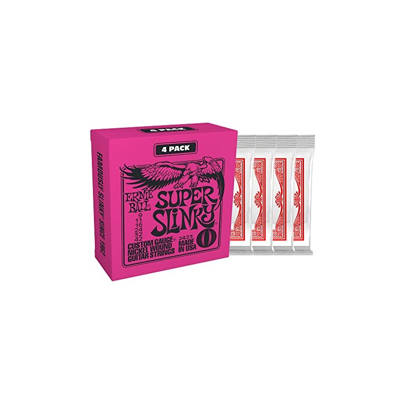 Ernie Ball Super Slinky Nickel Wound Electric Guitar Strings (Pack