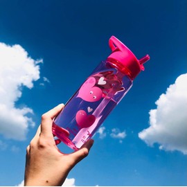 Tinc Pink 550ml Leak-Proof Kids Water Bottle With Straw | For School & Holidays | BPA Free (BOTLMAPK)