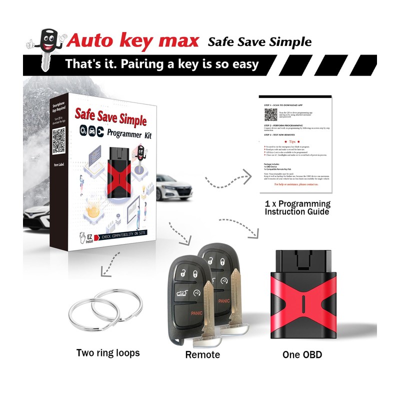 2 Programmable Key fob ,Simple Programmer Tool Compatible for 2014