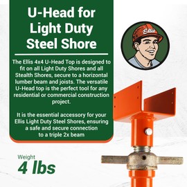 Ellis Manufacturing Company - U-Head Top for Light Duty Steel Shores - Secures to Horizontal Lumber Beams & Joists - Easy to Use with 8 Mounting Holes - 4x4 Joist Holder