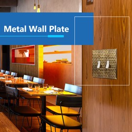 LIDER Toggle Light Switch Metal Wall Plate, Stainless Steel Switch Cover, Corrosion Resistant, Mid-Size 2-Gang 4.88" x 4.92", 201 Stainless Steel, LMWP-12M-HAB, Hammered Antique Brass