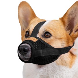 Eco-Friendly Dog Muzzle, Breathable Mesh and Soft Anti-Scratch Fabric, Adjustable Fit for Small Medium Large Dogs, Prevents Biting Eating Barking, Allows Panting and Drinking (Black, Extra Large)