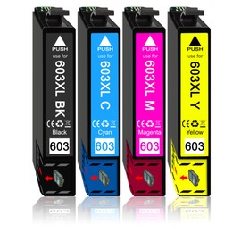 Pack of 4 603xl Multipack Compatible with Epson 603 603XL for XP-2100 XP-2105 XP-2155 XP-3100 XP-3105 XP-3150 XP-3155 XP-4105 XP-4155 WF-2810 WF-2820 WF-2830 WF-2830 WF-2830 WF-22 835 WWF-, 2840