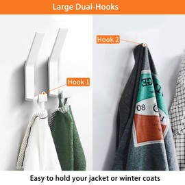 KYOEON Coat Rack Hooks Wall Mounted, White 6Packs, Bath Towel Rope Hooks for Kitchen, Door, Cabinet, Bathroom, Foyers, Hallways, and Bedrooms