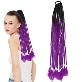 Traziewell Hair Piece Curly Synthetic Braiding Hair Extensions Purple Hair Extensions Braided for Women Long Ombre Dark Purple Braid Heat Resistant Fiber Cosplay Costume Daily Use 2806