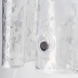 Clear Heavyweight PEVA Shower Curtain Liner, Waterproof with Rustproof Metal Grommets and Weighted Magnetic Hem, BPA-Free, 72 x 72 Inches, Clear Grey, Pebble Pattern