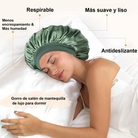 HAKUKU Gorro de Dormir de Satén 3 Piezas, Gorros Rizadores de Raso, Adecuado para Cabello Rizado, Liso, Largo y Corto,Transpirable, Diadema Ancha Ajustable