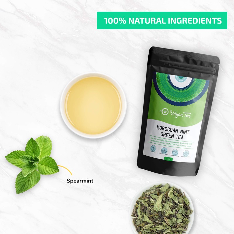 Udyan Tea Moroccan Mint Green Tea, 100g (40 Cups) |