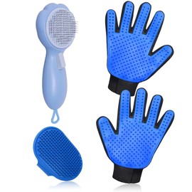 Heatunk Self-Cleaning Cat Grooming Glove Brush - Ideal for Short and Long-Haired Pets, Dogs, and Cats - Shedding Tool Removes Loose Hair and tangles, Promotes Circulation