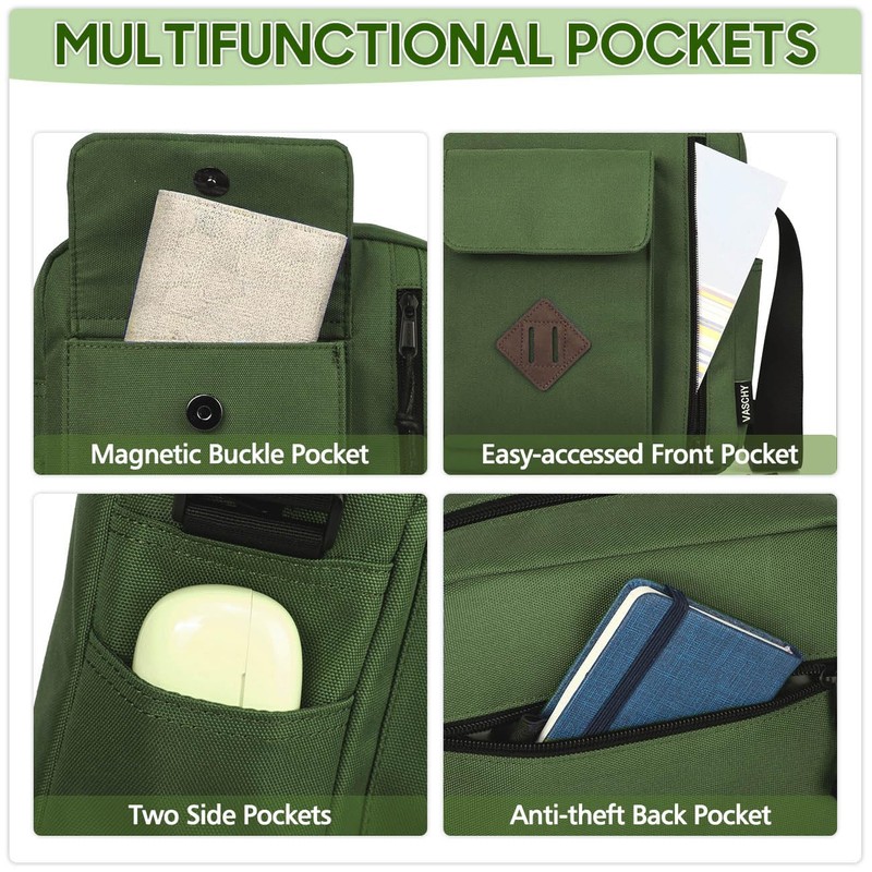 VASCHY Man Bag,Lightweight Casual Crossbody Shoulder Bag with Multiple Pockets