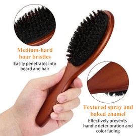 Boar Bristle Hair Brush, Boar Bristle Slick Back Hair Brush for Women Men Kids Wooden Paddle Natural Bristle Comb for Wet Dry Long Short Curly Straight Hair, Restores Hair’s Shine and Health (Brown)