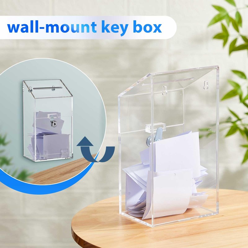 Juexica 2 Pcs Acrylic Donation Box 10.2" x 5.6" x