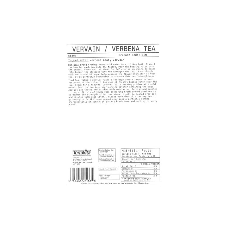 Vervain, Blue (Verbena) Tea (Loose) (4 oz, ZIN: 427155)