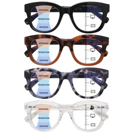 fadbon Oprah Style Progressive Multifocus Reading Glasses for Women,Blue Light Blocking Computer Readers with Spring Hinge(4 Pack Mix 2,2.25,x)