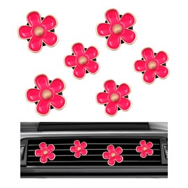 povtii 6PCS Car Air Vent Clip, Daisy Flower Car Scents Air Freshener Clip with 6 Fragrance Piece, Decorative Auto Air Conditioning Clip for Women Girl, Universal Car Accessories (Rose Red)