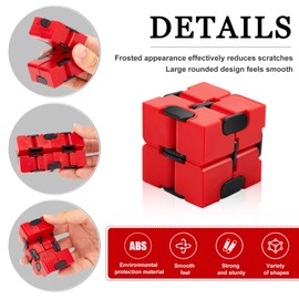 Skylety Red Cube Anxiety Relief Toy Hand Held Magic Sensory Stress Cube Toy for Adults Kids Relieve Stress Christmas Party Favors
