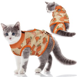 Hjumarayan Cat Recovery Suit, Bright Surgical Recovery Suit Adjustable Back Length, Sturdy and Durable Cat Onesie Post Surgery to Stop Licking, Medical Bodysuit after Surgery Female, Orange L