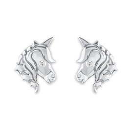 s. Oliver Children's Unicorn Stud Earrings 925 Silver Rhodium-Plated with White 2018519