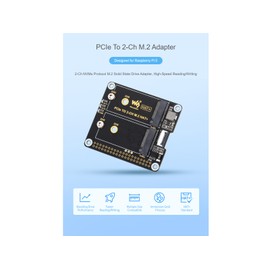 Waveshare PCIe to 2-ch M.2 Adapter for Raspberry Pi 5,2-Ch NVMe Protocol M.2 Solid State Drive Adapter,Support M.2 NVMe SSD 2230 2242,Supports PCIE X1 Gen2 Only