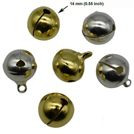 Maydahui 50 Pieces Craft Bell Vintage Bell (14mm) Gold Silver Color Christmas Mini Bell Bell for Craft Decoration Antique Decorative Brass Wedding Door Jewelry Cute Sewing Decoration DIY Decoration