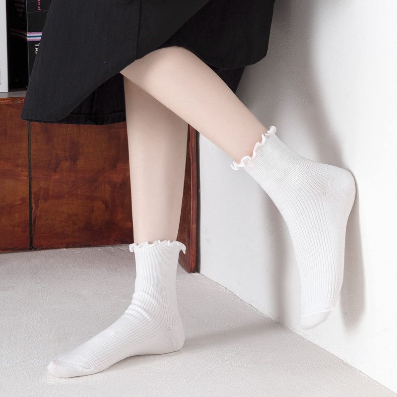 Mcool Mary - Calcetines casuales con volantes para mujer, calcetines