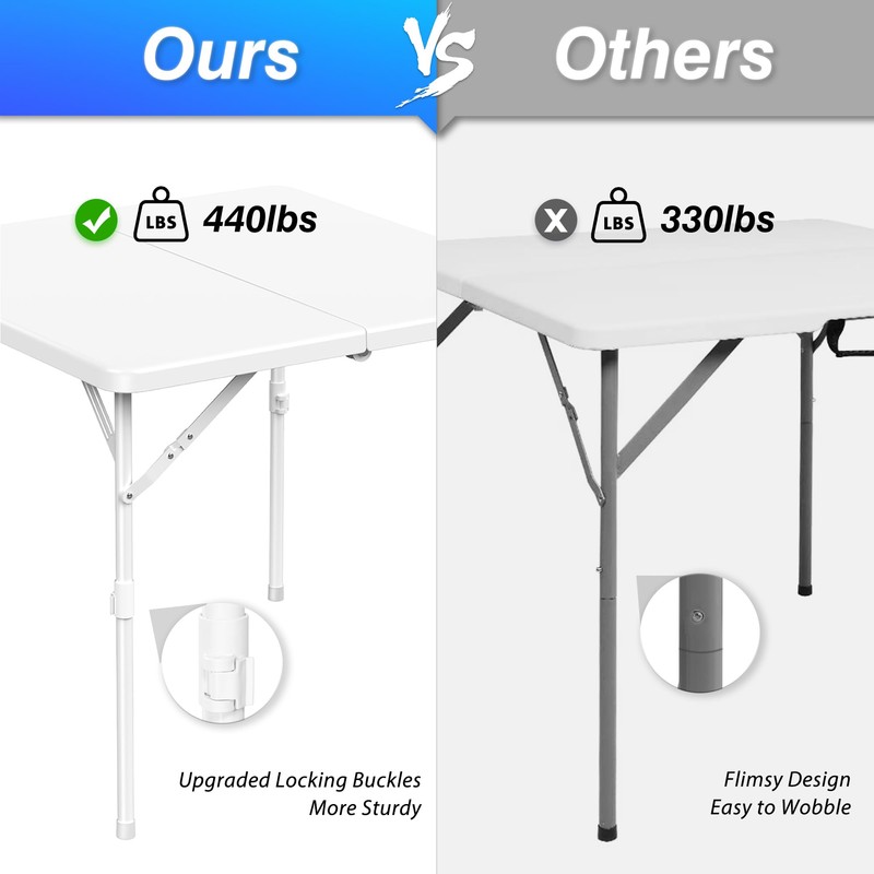 Allpop 34'' Square Folding Table, Portable Plastic Fold in Half