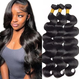 Human Hair Bundles Body Wave Bundles Natural Black Color 12 12 12 Inch Unprocessed Brazilian Remy Hair Extensions Double Weft Salon Quality Bundle Human Hair Deals