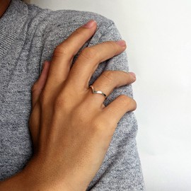 Silverly Women's 925 Sterling Silver Chevron Thin Band Ring, Sterling Silver, No Gemstone