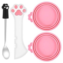 4 Pcs Cat Spoons For Wet Food Cat Wet Food Spoon Cat Food Spatula Cat Food Can Covers Lids Multi-Function Can Opener Silicone Pet Food Can Covers For Pet Cat Dog Feeding Can And Wet Food Storage