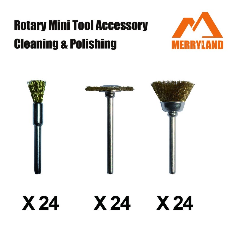 Merryland Wire Brush Mini Brass Brush for Dremel 72 Pack,