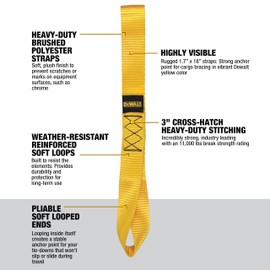 DEWALT DXBC80002 Black/Yellow 1.7" x 18" Deluxe Soft Loops - Heavy-Duty Cargo Bracing (11,000 lb Break Strength), 4 Pack
