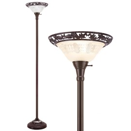 Luvkczc Torchiere Floor Lamp for Living Room - 70" Victorian Floor Lamp with with Etched Glass Shade, Vintage Standing Corner Tall Reading Light for Bedroom Office