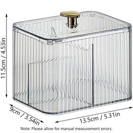 TopHomer Cotton Pad Holder Bathroom Container 3-Section Apothecary Jar Dispenser with Lid for Bathroom Vanity Desktop Organizing (Clear)