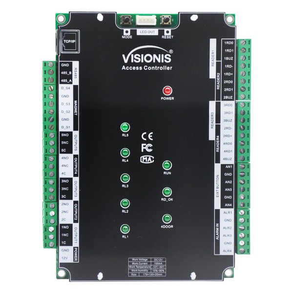 Visionis VS-AXESS-4D-ETL-PCB Four Door Access Control Panel controller Board TCP/IP