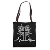 Heartbeat Cross Flowers Background Christian Theme Tote Bag