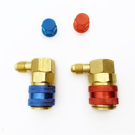 BesNPT R134a AC Quick Coupler Adapters 1/4" SAE Male Flare High Low Freon Manifold Gauge Hose Conversion Kit for Automotive HVAC AC System L-Style