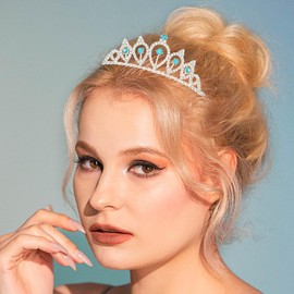 Kilshye Princess Tiara Silver Crystal Tiaras Rhinestone Crowns Party Costume Headband Hair Accessories for Women (A)