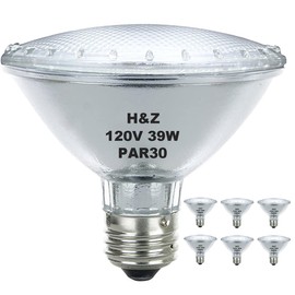 H&Z Par30 Short Neck, 6 Pack High Output Par30s Halogen 39W 120V, Par30 Dimmable Warm White 3000K, 39W Par30 Flood Light with E26 Medium Base for Recessed Trim Lighting, Track Light
