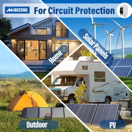 MINGSONG DC Solar Panels Disconnect Switch 50 Amp AC Circuit Breaker Box 400V 2 Poles IP65 Waterproof UV-Proof Outdoor Small Breaker Box for Solar PV Homes