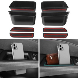 DWKJMYCP 4PCS Door Side Storage Box for Ford Fusion 2013 2014 2015 2016 2017 2018 2019 2020 Front and Rear Accessories Phone Holder Door Grab Handle Pocket Storage Organizer ABS Plastic, Red Mat