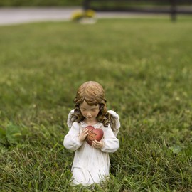 Joseph's Studio by Roman - Collection, 11.75" H Memorial Angel W/Heart, Made from Resin, High Level of Craftsmanship and Attention to Detail, Durable and Long Lasting