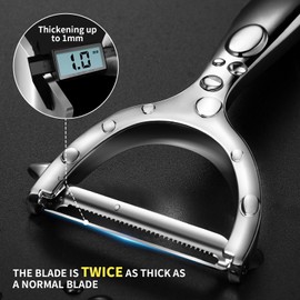 MAD SHARK Ultra Sharp vegetable peelers for kitchen – 10 Years No-Rust Stainless Steel Serrated Potato Peeler Easy to Use Y Peeler with Durable Non-Slip Ergonomic Grips for Carrots, Fruits, Veggie