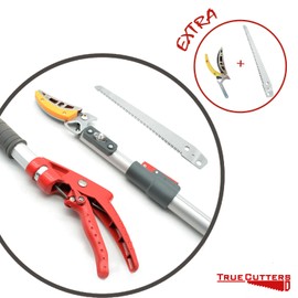 TrueCutters 4-11.5 Ft Extendable Tree Pruner, Pole Saw, High-Branch Fruit Picking Scissors, Tree Trimmer, Telescopic Pole Pruner, with Extra 1 Pruner and 1 Saw.
