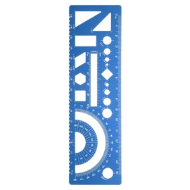 sourcing map Multifunctional Geometric Rulers 15cm Metric and SAE Aluminum Straight Edge Protractor Angle Math Measuring Ruler Geometric Drawings Templates for Drawing Drafting, Blue