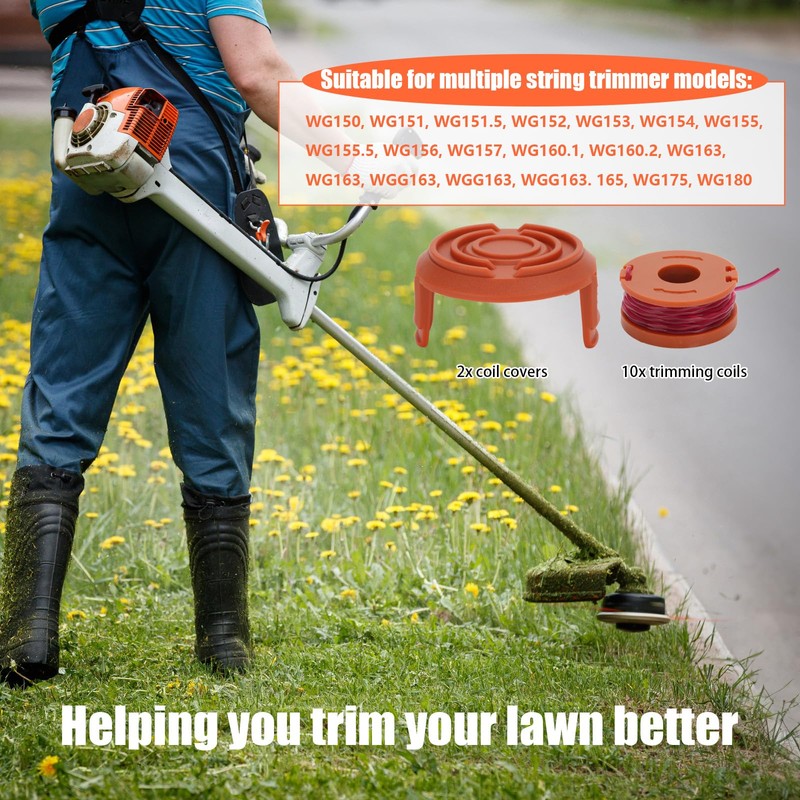 oumuik Worx Grass Trimmer Spool (8 Replacement Spools + 2