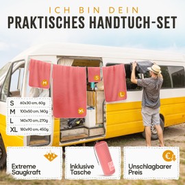 Backpacker's Journey Microfibre Towels in S, M, L, XL, Travel Towel Sets, Lightweight, Quick-Drying, Absorbent and Anti-Bacterial (Salmon XL)