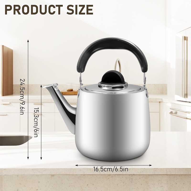 3Quart/3L Stovetop Kettle, Stainless Steel Whistling Tea Kettle with Universal
