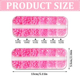 MIRKUZI Rhinestones for Nails, Nail Jewellery Pearl Semicircular Colour AB Pearl Full Mermaid Pearl (Pink + Light Blue)