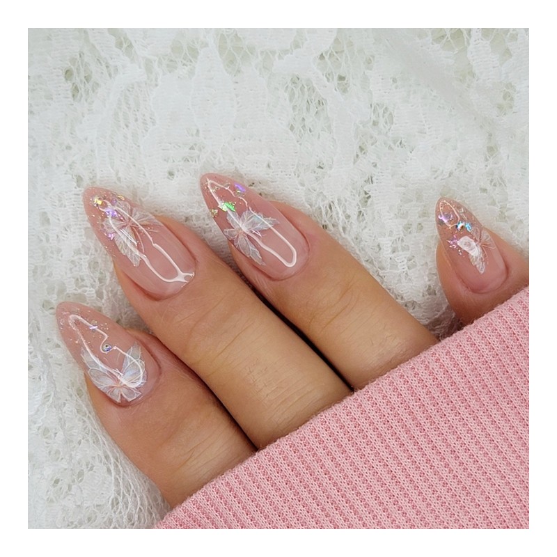 Glow Butterfly Handmade Nail Tips - Ballerina / 글로우 나비