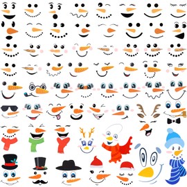 Nezyo 60 Pieces Snowman Stickers for Crafts Small Snowman Face Decals Christmas Vinyl Sticker Wall Decals Lovely Snowman Face Art Decor for Christmas Decorations Party Supplies